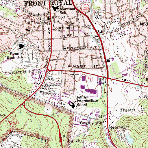 Topographic Map of Old School Baptist Church, VA