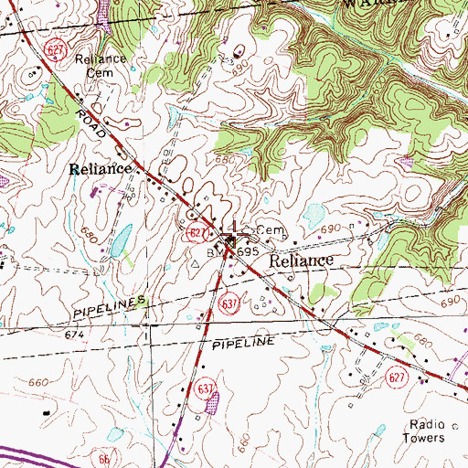 Topographic Map of Reliance United Methodist Church, VA