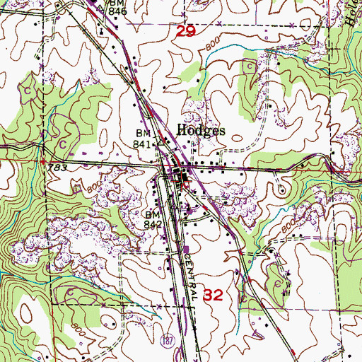 Topographic Map of Hodges Post Office, AL