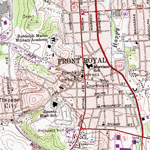 Topographic Map of Saint Johns Roman Catholic Church, VA