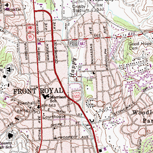 Topographic Map of Bel Air, VA