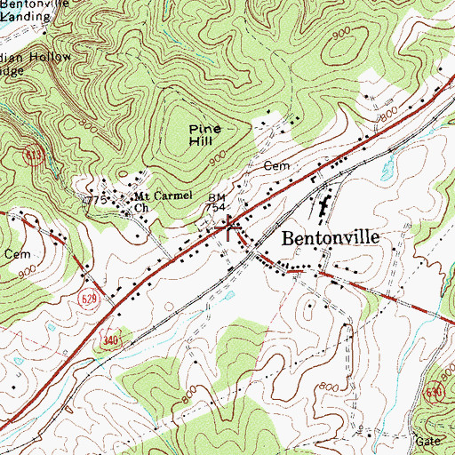Topographic Map of Bentonville Post Office, VA