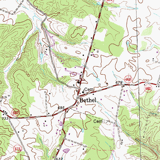 Topographic Map of Bethel Assembly of God Church, VA