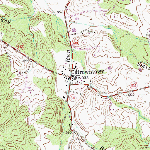 Topographic Map of Browntown Baptist Church, VA