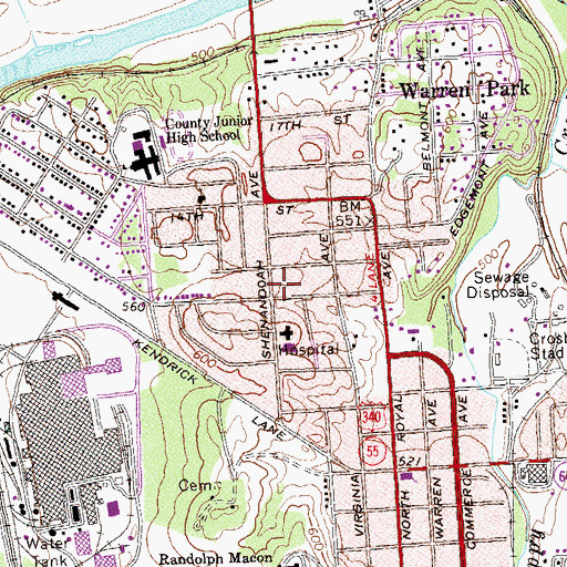 Topographic Map of First Assembly of God Church, VA