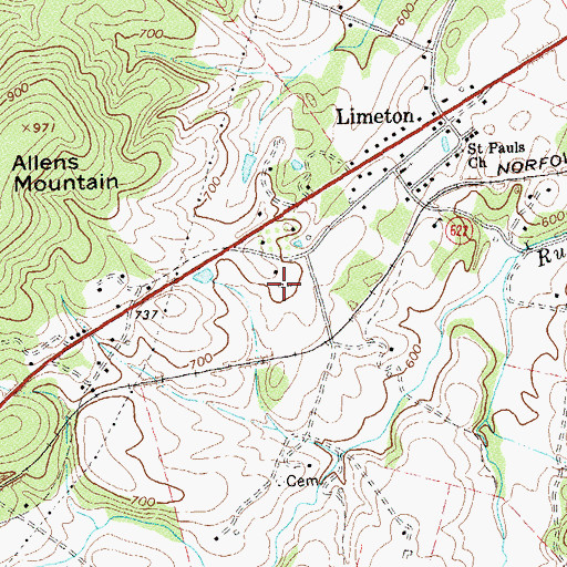 Topographic Map of Flint Run Farms, VA