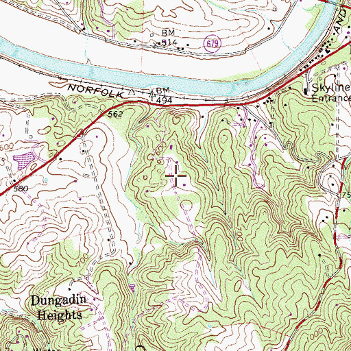 Topographic Map of Grandview Estates, VA