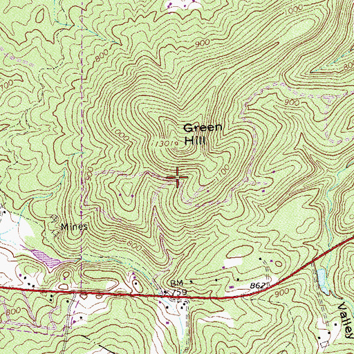 Topographic Map of Green Hill Forest, VA