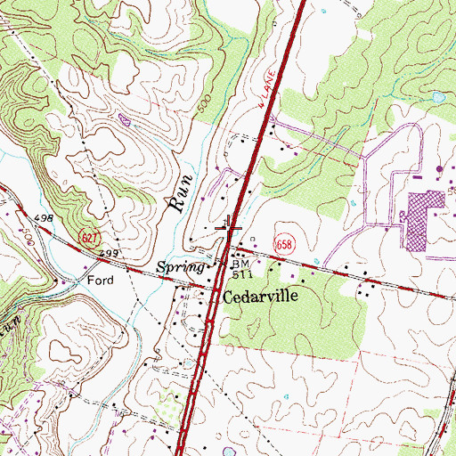 Topographic Map of Green Valley Baptist Church, VA