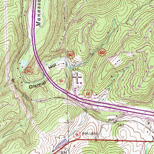 Topographic Map of Happy Creek Farm, VA