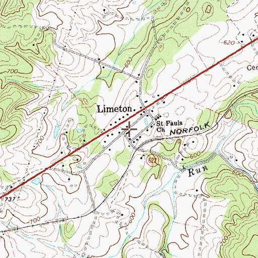 Topographic Map of Limeton Community United Methodist Church, VA