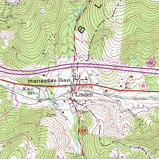 Topographic Map of Linden Post Office, VA