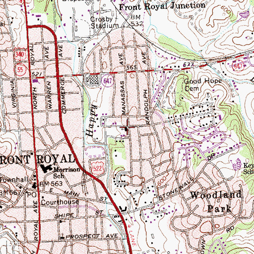 Topographic Map of Marlow Heights Baptist Church, VA