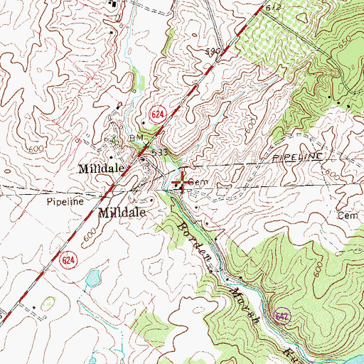 Topographic Map of Milldale Farms, VA