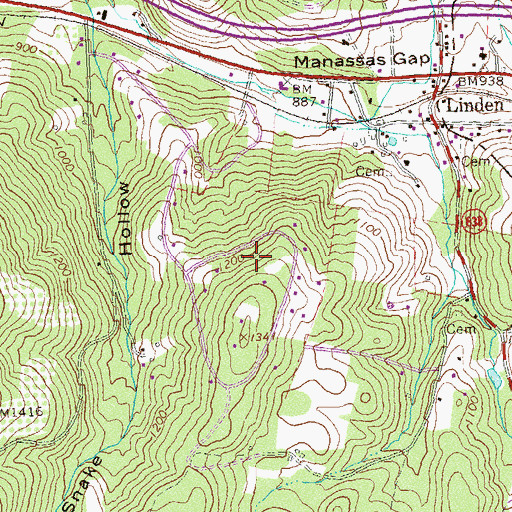 Topographic Map of Monterey Orchards, VA