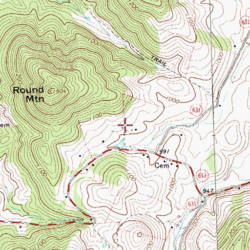 Topographic Map of Round Mountain Farm, VA