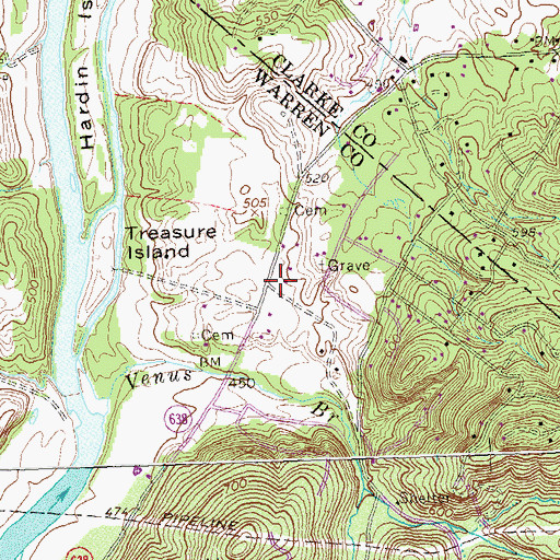 Topographic Map of Shenandoah Farms Baptist Church, VA