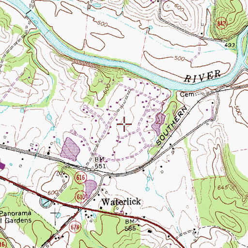 Topographic Map of Shenandoah River Lakes, VA
