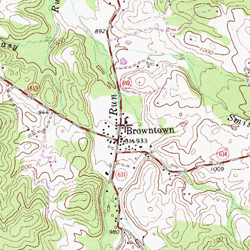 Topographic Map of South River Primitive Baptist Church, VA