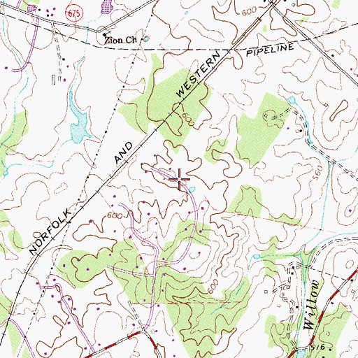 Topographic Map of The Lions Den, VA