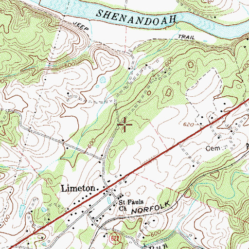 Topographic Map of Valley Road Baptist Church, VA