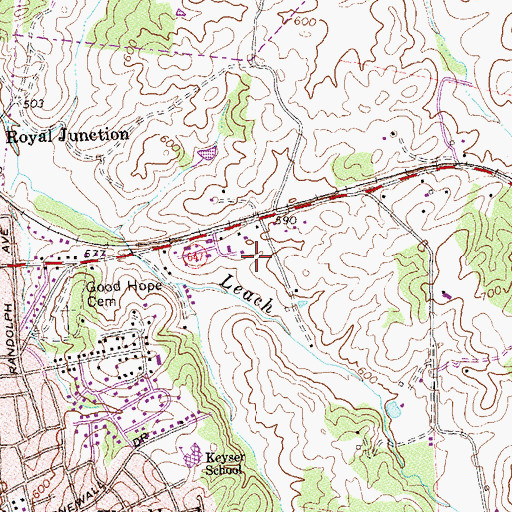Topographic Map of Vaught Estates, VA