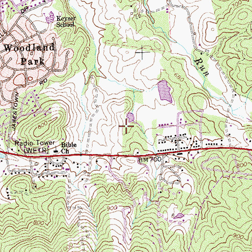 Topographic Map of White Oaks Farm, VA