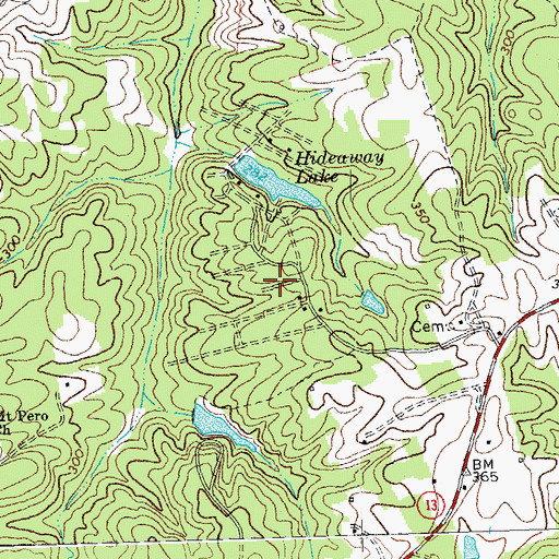 Topographic Map of Hideaway Lake, VA