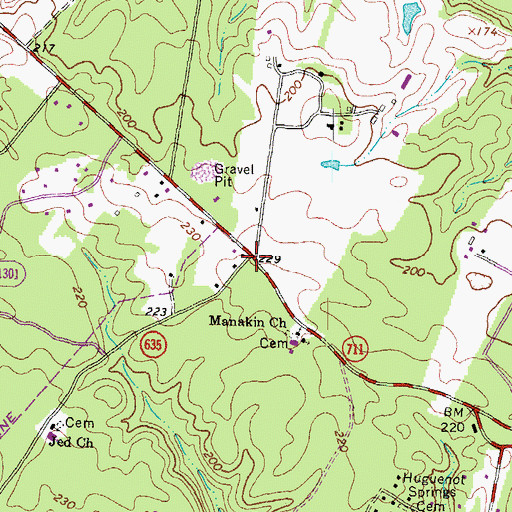 Topographic Map of Huguenot, VA