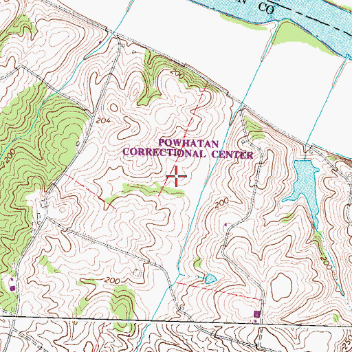 Topographic Map of Powhatan Correctional Center, VA