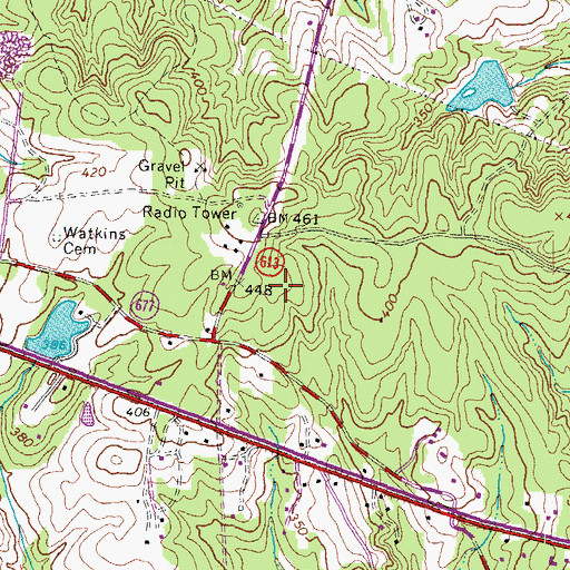 Topographic Map of Powhatan High School, VA