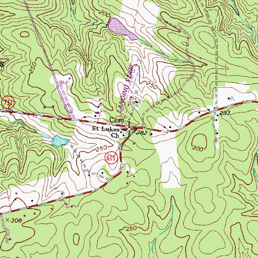 Topographic Map of Saint Lukes Cemetery, VA