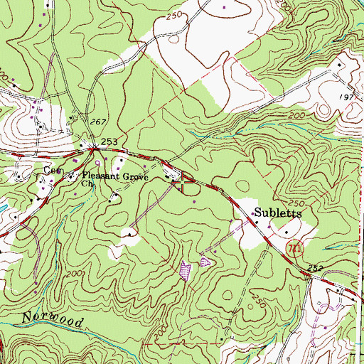 Topographic Map of Subletts School (historical), VA