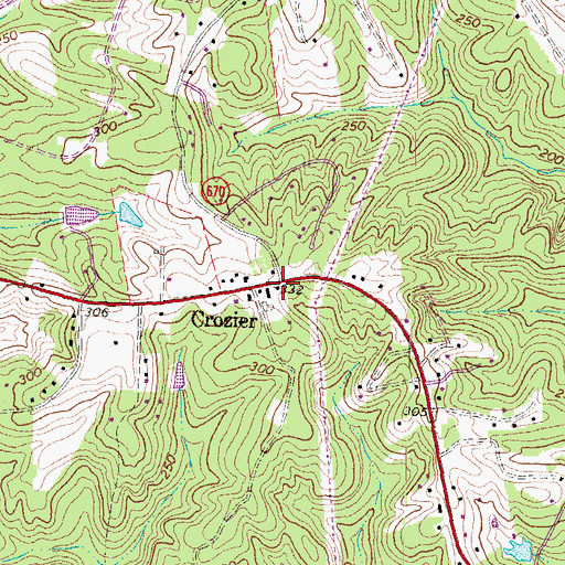 Topographic Map of Crozier Post Office, VA