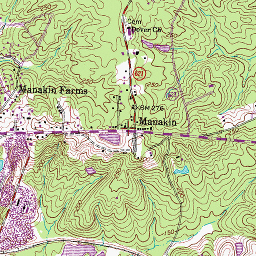 Topographic Map of First Baptist Church, VA