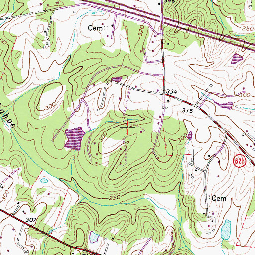 Topographic Map of Fords, VA