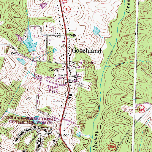 Topographic Map of Goochland County Courthouse, VA