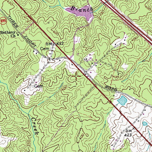 Topographic Map of Hidden Acres, VA