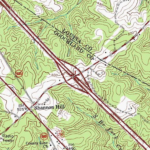 Topographic Map of Interchange 148, VA
