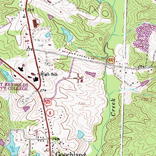 Topographic Map of Reynolds Community College - Goochland Campus, VA