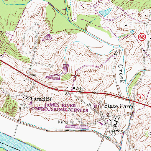 Topographic Map of James River Correctional Center (historical), VA