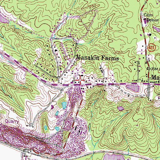 Topographic Map of Manakin Sabot Post Office, VA
