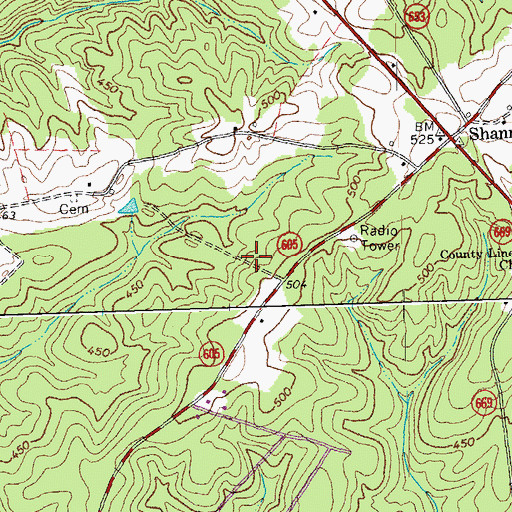 Topographic Map of Shannon Hills Estates, VA
