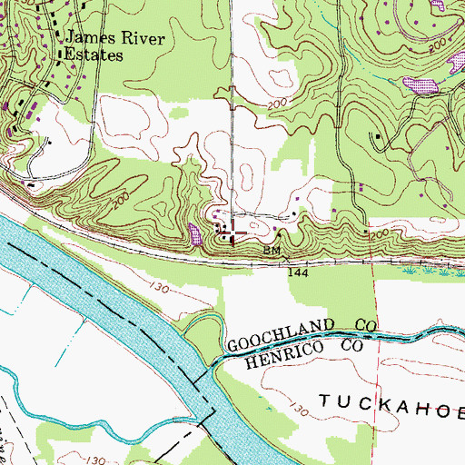 Topographic Map of Tuckahoe Estate, VA