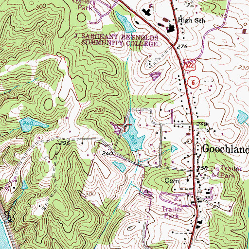 Topographic Map of Village Acres, VA