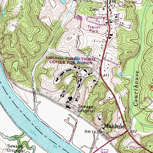 Topographic Map of Virginia Correctional Center for Women, VA