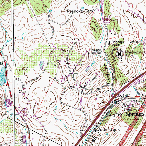 Topographic Map of Peachtree, VA