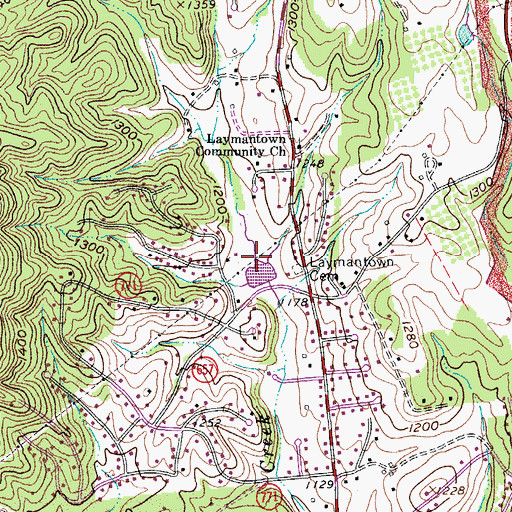 Topographic Map of Rainbow Forest Lake, VA