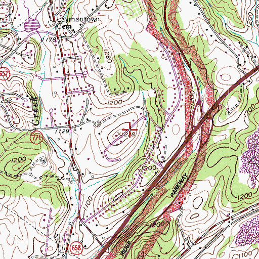 Topographic Map of Heatherstone, VA