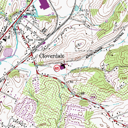 Topographic Map of Cloverdale Elementary School, VA